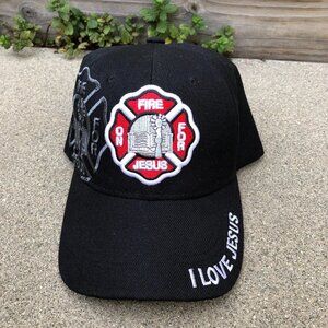 FIRE ON FOR JESUS Baseball Hat Men's One Size Black Adjustable Cap Pit Bull